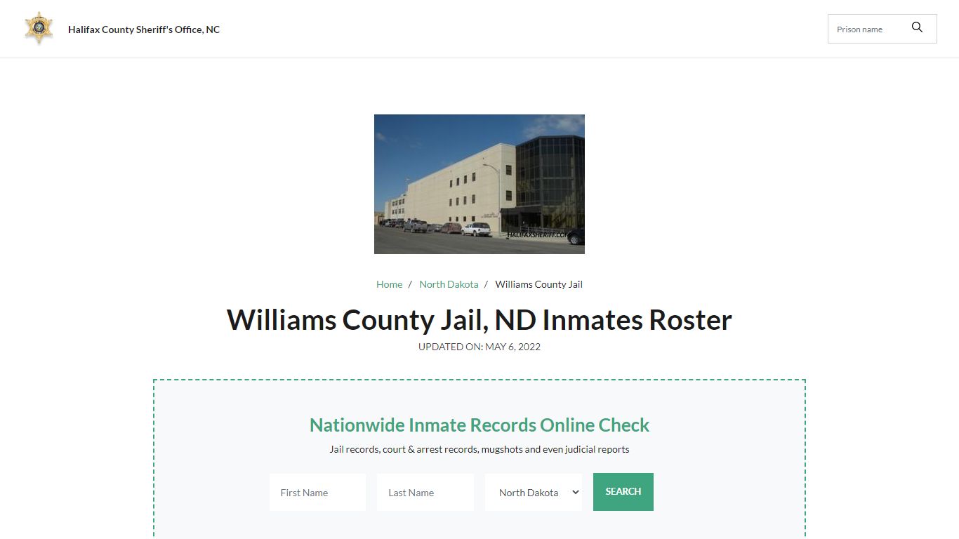 Williams County Jail, ND Jail Roster, Name Search